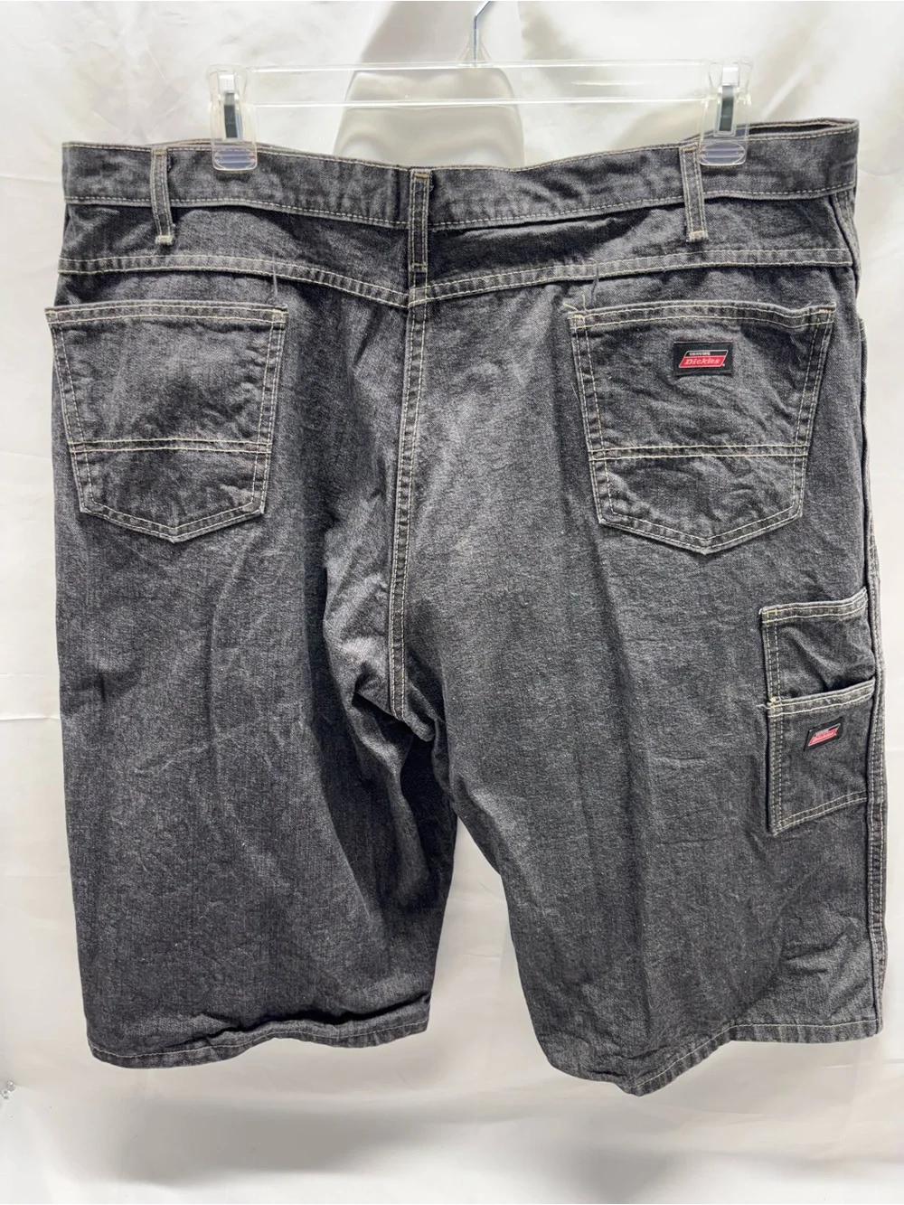 Dickies Sz 42 Mens Loose Baggy Black Denim Jean Shorts Grunge Skater Carpenter